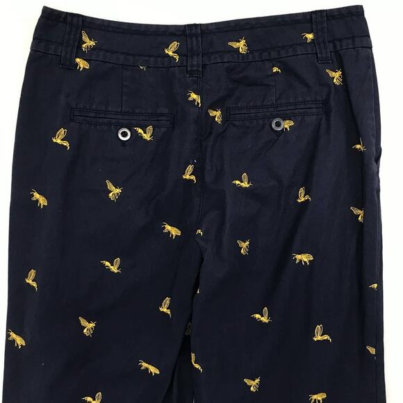Lilly Pulitzer Navy Blue Yellow Wasp Embroidered Main Line Fit Pants Size 2 - Picture 9 of 9